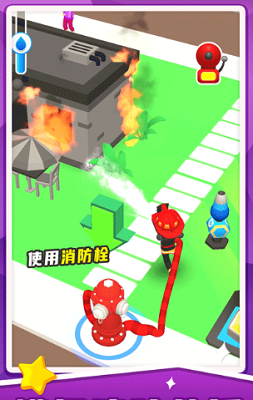 消防员驾驶红色消防车赶赴火场